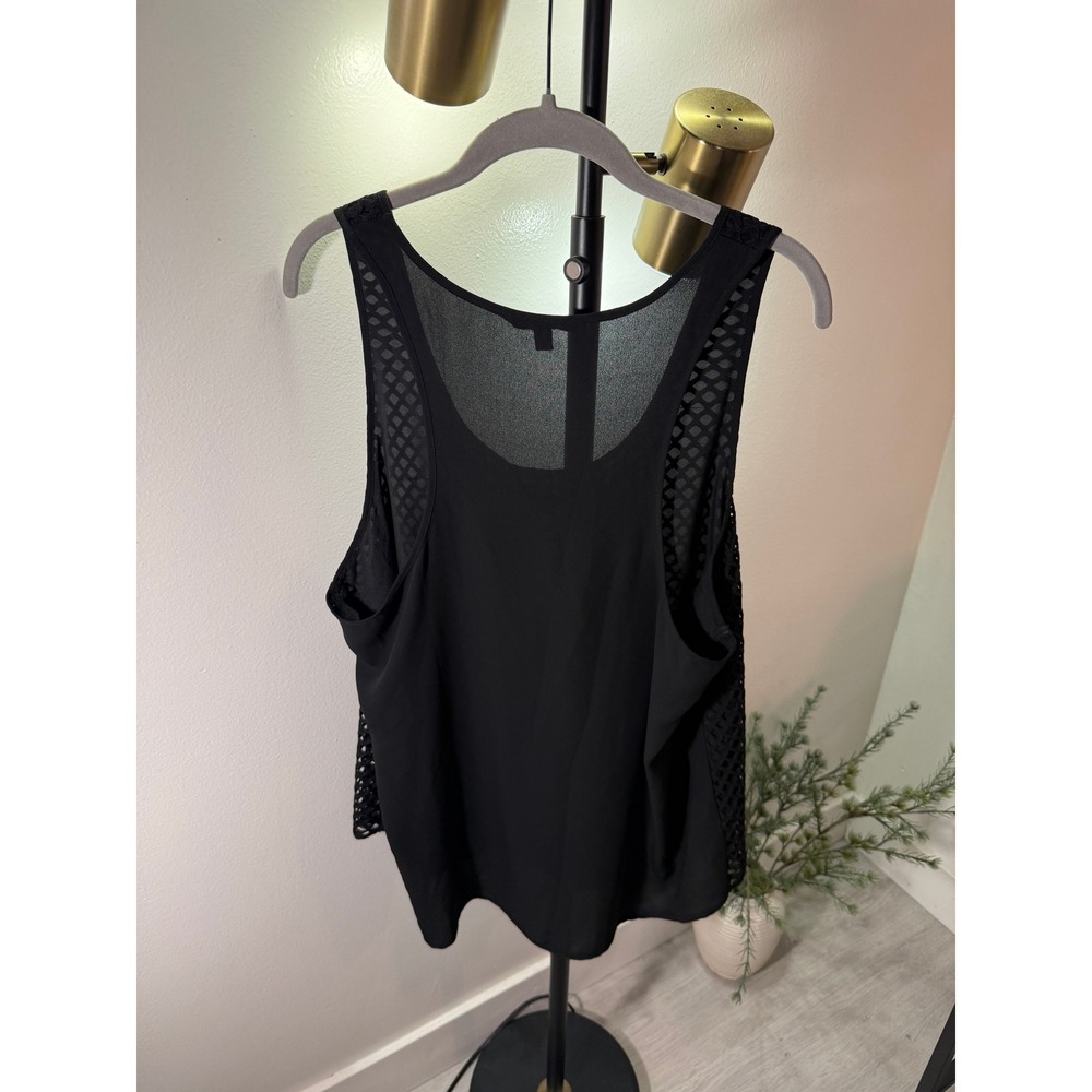 Banana Republic Darin Black Mesh Tank Top XL Sleeveless Scoop Neck Sheer Side